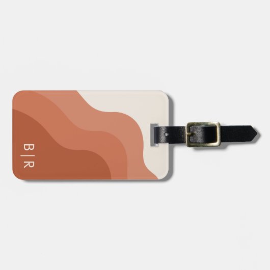 Boho Terracotta Monogram Initialen Bagagelabel (Voorkant horizontaal)