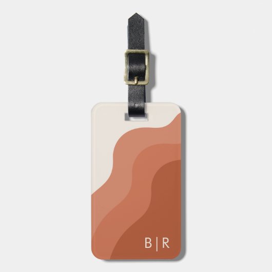 Boho Terracotta Monogram Initialen Bagagelabel (Voorkant verticaal)