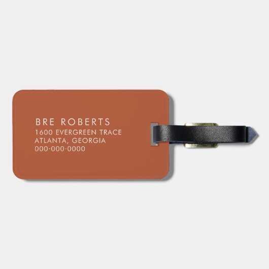 Boho Terracotta Monogram Initialen Bagagelabel (Achterkant horizontaal)