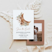 Boho Terracotta Moon Photo Save the Date Kaart