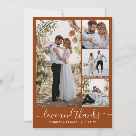 Boho Terracotta multi foto bruiloft Bedankkaart (Voorkant)