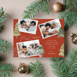 Boho Terracotta Multi Foto Kerstmis dennenboom Feestdagenkaart<br><div class="desc">Groet uw vrienden en geliefden een vakantie vol rust, vreugde en blijdschap met dit moderne elegante boho teracotta kerst wenskaart met drie prachtige foto's van uw familie in een ongewone collage verfraaid met handbeschilderde waterverf pijnbomen. (De plaatsingsfoto’s zijn van Pexels gefotografeerd door Ketut Subiyanto en alleen voor sample. Vervang het...</div>