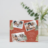 Boho Terracotta Multi Foto Kerstmis dennenboom Feestdagenkaart (Staand voorkant)