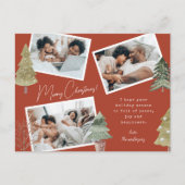 Boho Terracotta Multi Foto Kerstmis dennenboom Feestdagenkaart (Voorkant)