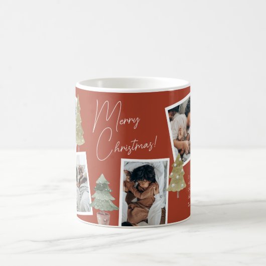 Boho Terracotta Multi foto Kerstmis dennenboom Koffiemok (Center)