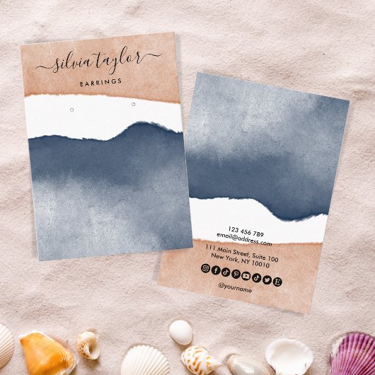 Boho Terracotta Navy Jewelry Holder Social Media Visitekaartje