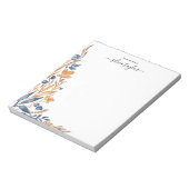 Boho Terracotta Navy Wildflower Eigen naam Notitieblok (Linkerzijde)