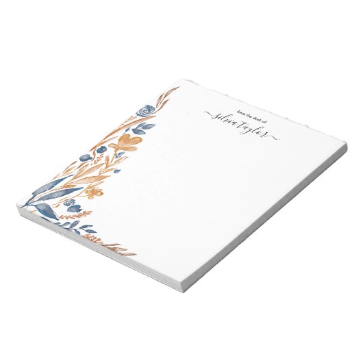 Boho Terracotta Navy Wildflower Eigen naam Notitieblok (Linkerzijde)