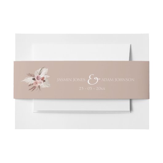 Boho Terracotta neutraal gedroogde bloemen bruilof Uitnodigingen Wikkel (Voorkant Voorbeeld)