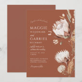 Boho Terracotta Neutral Floral Wedding Invitation Kaart (Voorkant / Achterkant)