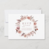 Boho Terracotta Neutral Floral Wreath Wedding RSVP Kaartje (Voorkant)