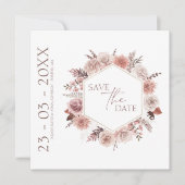 Boho Terracotta Neutral Floral Wreath Wedding Save The Date (Voorkant)