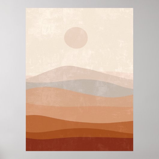 Boho Terracotta Neutrale Abstracte Landschapskunst Poster (Voorkant)