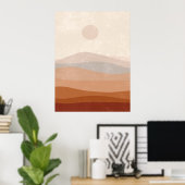 Boho Terracotta Neutrale Abstracte Landschapskunst Poster (Thuiskantoor)