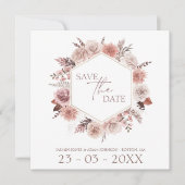Boho Terracotta Neutrale Bloemenkrans Bruiloft Save The Date (Voorkant)