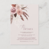 Boho Terracotta Neutrale Gedroogde Bloemen Bruilof Informatiekaartje (Voorkant)