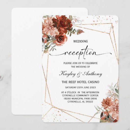 Boho Terracotta Opvanguitnodiging Kaart (Voorkant / Achterkant)