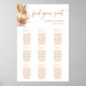 Boho Terracotta palms Wedding Seating Chart Poster (Voorkant)