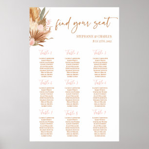 Boho Terracotta palms Wedding Seating Chart Poster