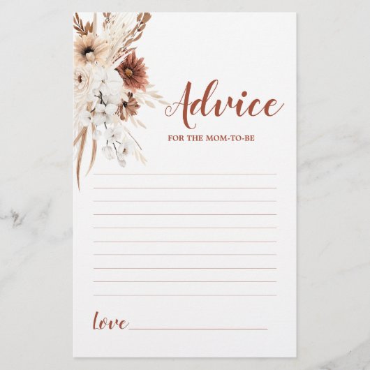 Boho Terracotta Pampas adviseert moeder om kaart t (Voorkant)