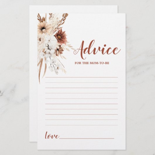 Boho Terracotta Pampas adviseert moeder om kaart t (Voorkant / Achterkant)