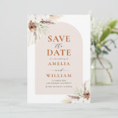 boho terracotta pampas arch Save the Date (Staand voorkant)