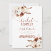 Boho Terracotta pampas Bridal Shower Invitation Kaart (Voorkant)