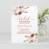 Boho Terracotta pampas Bridal Shower Invitation Kaart (Staand voorkant)