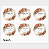 Boho terracotta pampas bruidsdouche bedankt ronde sticker (Vel)