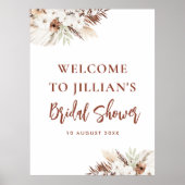 boho terracotta pampas bruidsfeest welkomstbord poster (Voorkant)