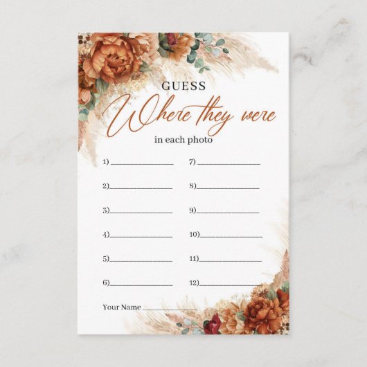 Boho terracotta pampas burgundy informatiekaartje (Voorkant)