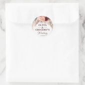Boho Terracotta Pampas Floral Burgundy Wedding Ronde Sticker (Tas)