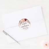 Boho Terracotta Pampas Floral Burgundy Wedding Ronde Sticker (Envelop)