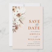 boho terracotta pampas floral Save the Date (Voorkant)