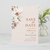 boho terracotta pampas floral Save the Date (Staand voorkant)