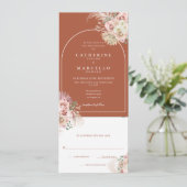 Boho Terracotta Pampas Gras All In One Trouw Kaart (Staand voorkant)