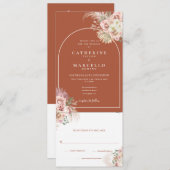 Boho Terracotta Pampas Gras All In One Trouw Kaart (Voorkant / Achterkant)