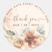 Boho Terracotta Pampas Gras Bedank Favoriet Klasse Ronde Sticker (Voorkant)