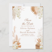 Boho Terracotta Pampas Gras Bloemen Save the Date (Voorkant)