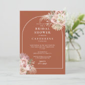 Boho Terracotta Pampas Gras Boog Bruidsdiner Uitno Kaart (Staand voorkant)