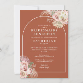 Boho Terracotta Pampas Gras Bruidsmeisjes Luncheon Kaart