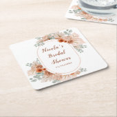 Boho Terracotta Pampas Gras Bruiloftsfeest Kartonnen Onderzetters (Schuin)