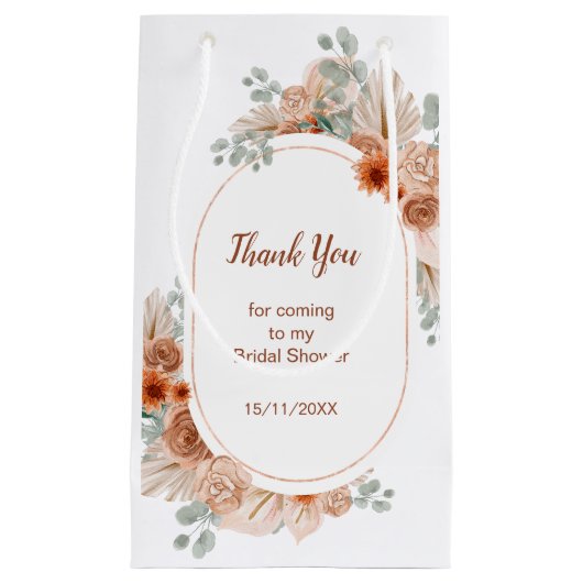 Boho Terracotta Pampas Gras Bruiloftsfeest Klein Cadeauzakje (Voorkant)