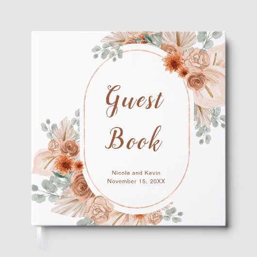 Boho Terracotta Pampas Gras Gastensboek Gastenboek (Voorkant)