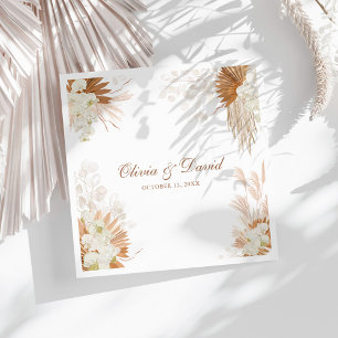 Boho Terracotta Pampas Gras Orchidee Bloem Bruilof Servet