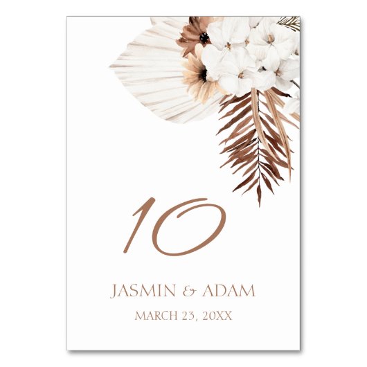 Boho Terracotta Pampas Gras Orchidee Bruiloft Kaart (Voorkant)