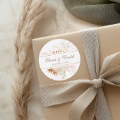 Boho Terracotta Pampas Gras Orchidee Bruiloft Ronde Sticker