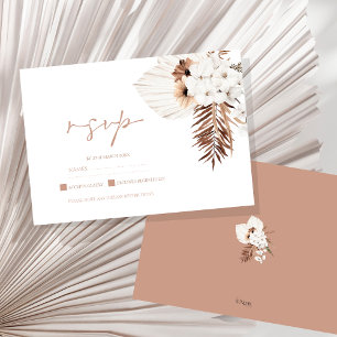 Boho Terracotta Pampas Gras Orchidee Bruiloft RSVP Kaartje