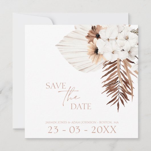 Boho Terracotta Pampas Gras Orchidee Bruiloft Save The Date (Voorkant)