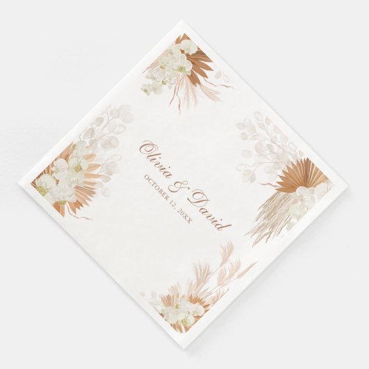 Boho Terracotta Pampas Gras Orchidee Bruiloft Servet (Hoek)